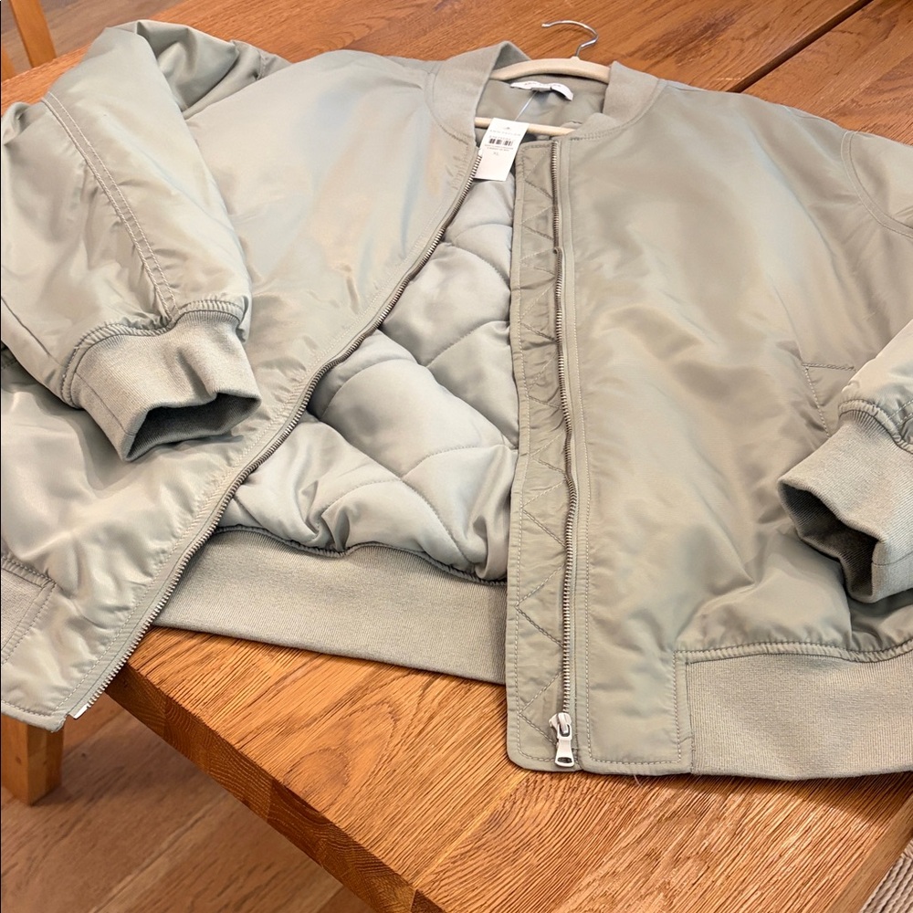 Ann Taylor Light Greenish Gray Bomber Jacket